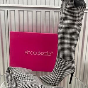 Shoe Dazzle Black and White Houndstooth Athletic Boots